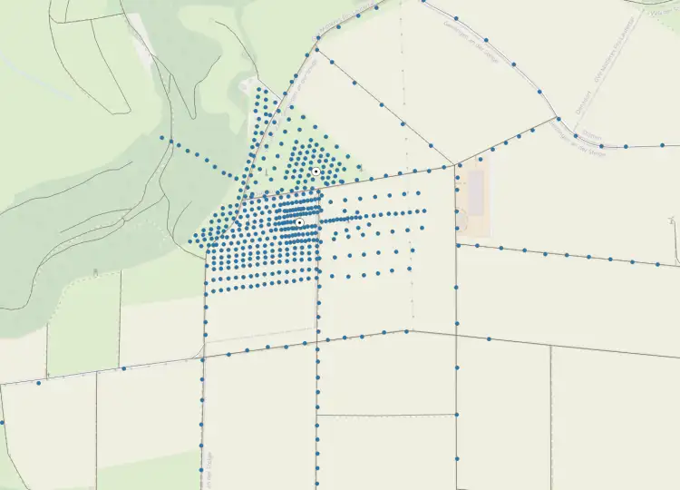Map showing the sensor positions on the WINSENT test field